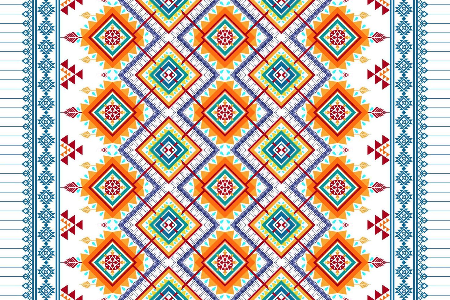 Geometric abstract ethnic seamless pattern design. Aztec fabric carpet mandala ornament chevron textile decoration wallpaper. Tribal turkey African Indian traditional embroidery vector
