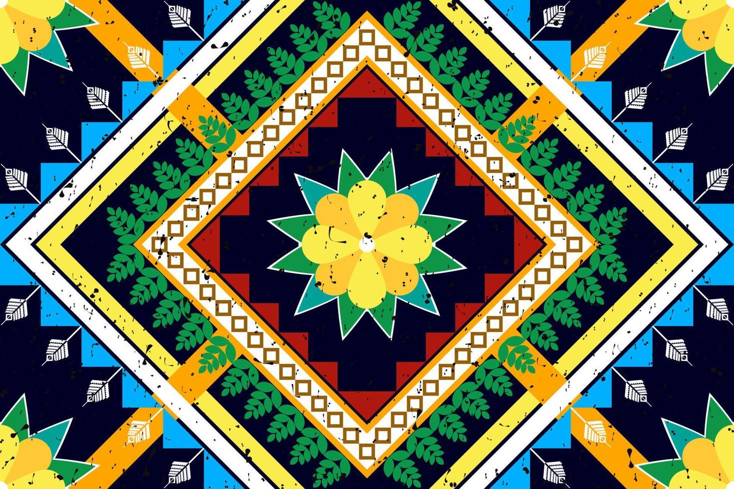 diseño floral étnico sin costuras. tela azteca alfombra mandala ornamento chevron textil decoración papel tapiz. Fondo de ilustraciones vectoriales de bordado tradicional indio africano de Turquía tribal vector