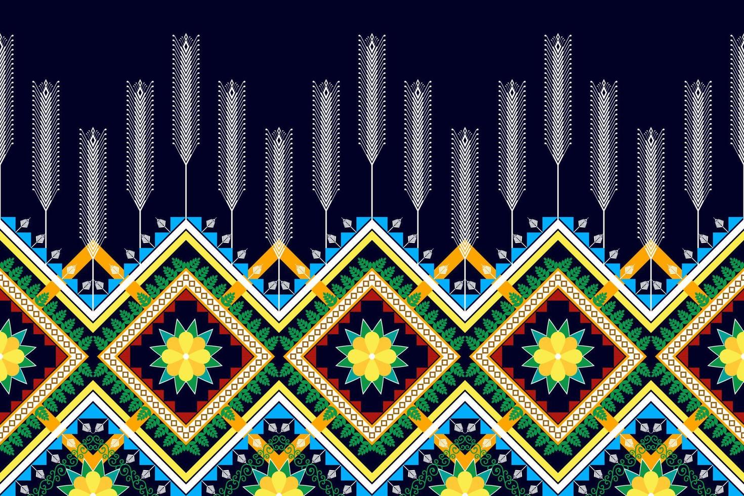 diseño floral étnico sin costuras. tela azteca alfombra mandala ornamento chevron textil decoración papel pintado. Fondo de ilustraciones vectoriales de bordado tradicional indio africano de pavo tribal vector