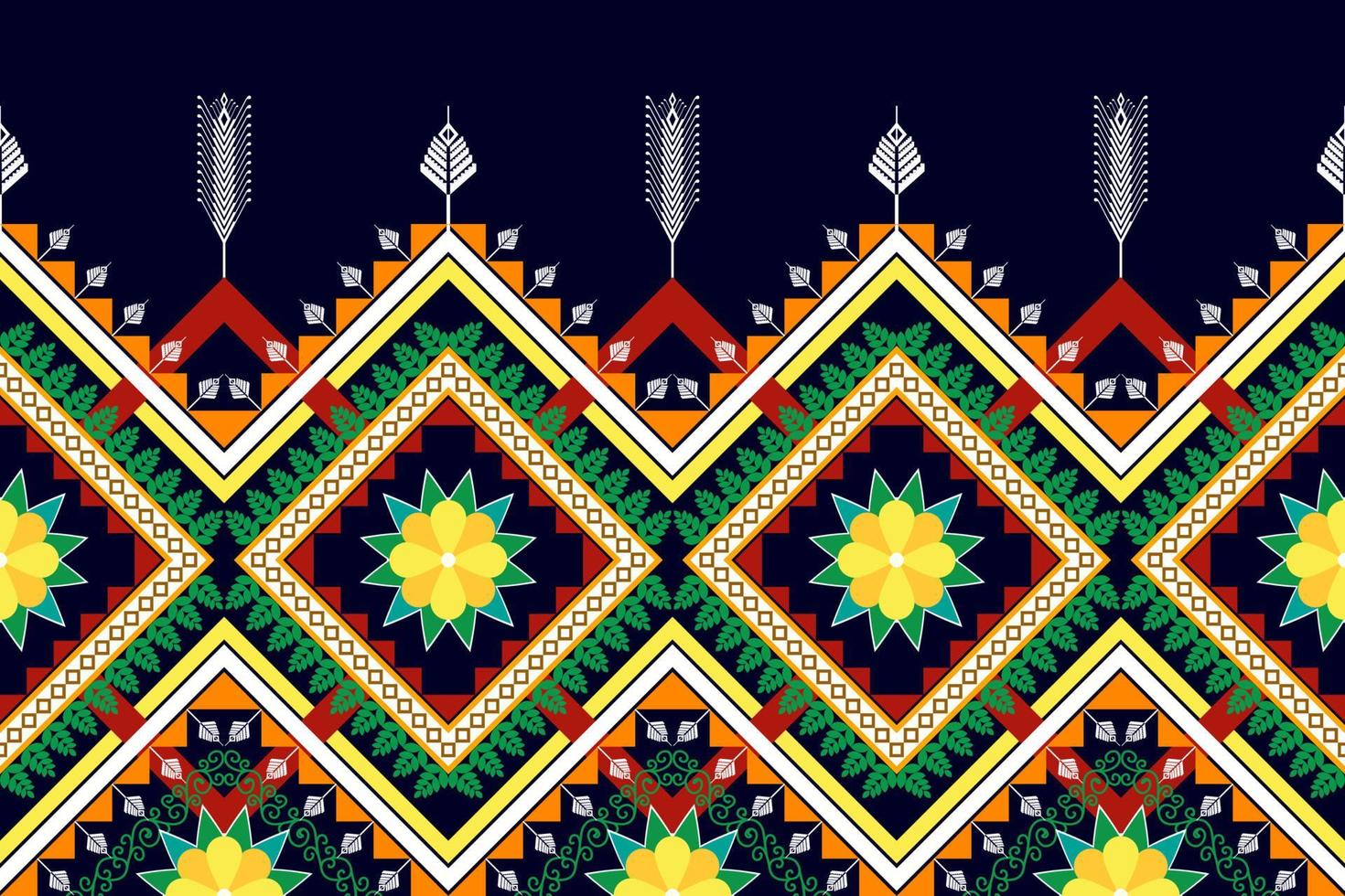 diseño floral étnico sin costuras. tela azteca alfombra mandala ornamento chevron textil decoración papel pintado. Fondo de ilustraciones vectoriales de bordado tradicional indio africano de pavo tribal vector