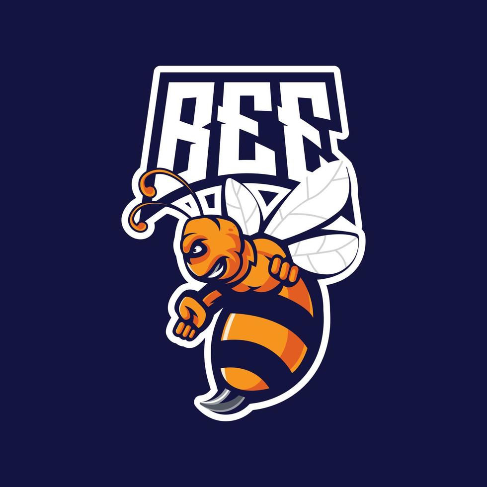 vector de diseño de logotipo de mascota de dibujos animados de abeja con estilo de concepto de ilustración moderno para la impresión de insignias, emblemas y camisetas. ilustración de avispón para deporte, esport, juegos o equipo