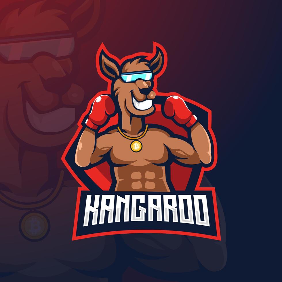 Boxer Kangaroo mascot logo design illustration vector
