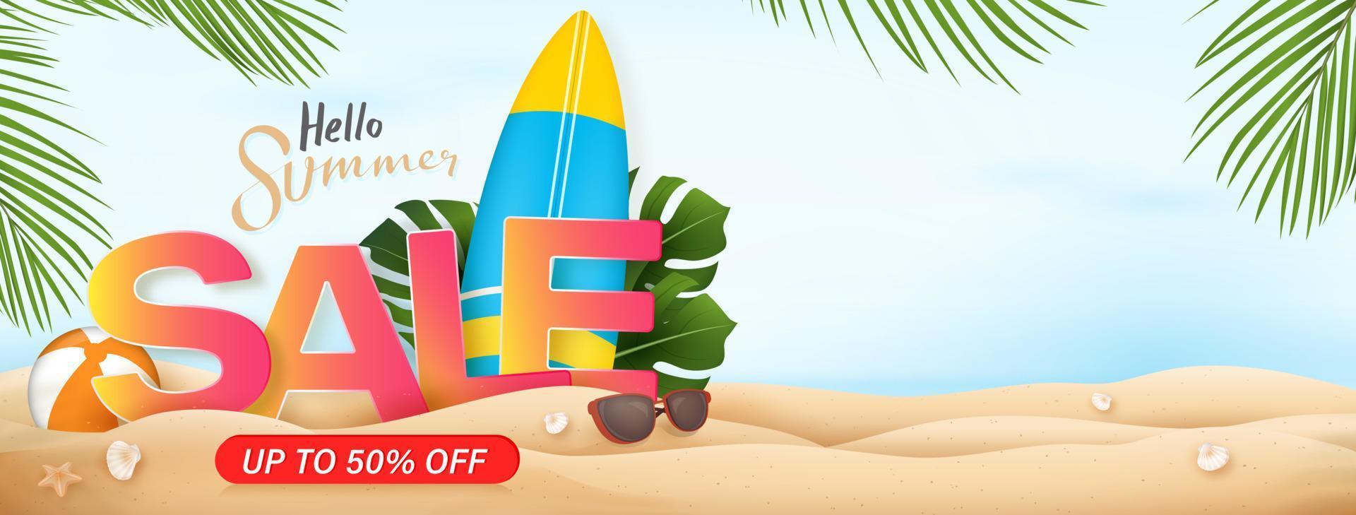 Summer sale beach banner background vector