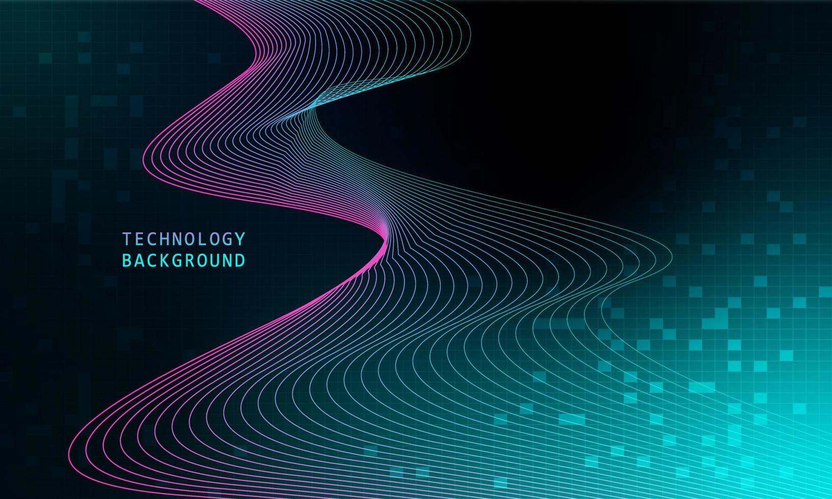 abstract wave technology background with blue light smooth and flow. vector