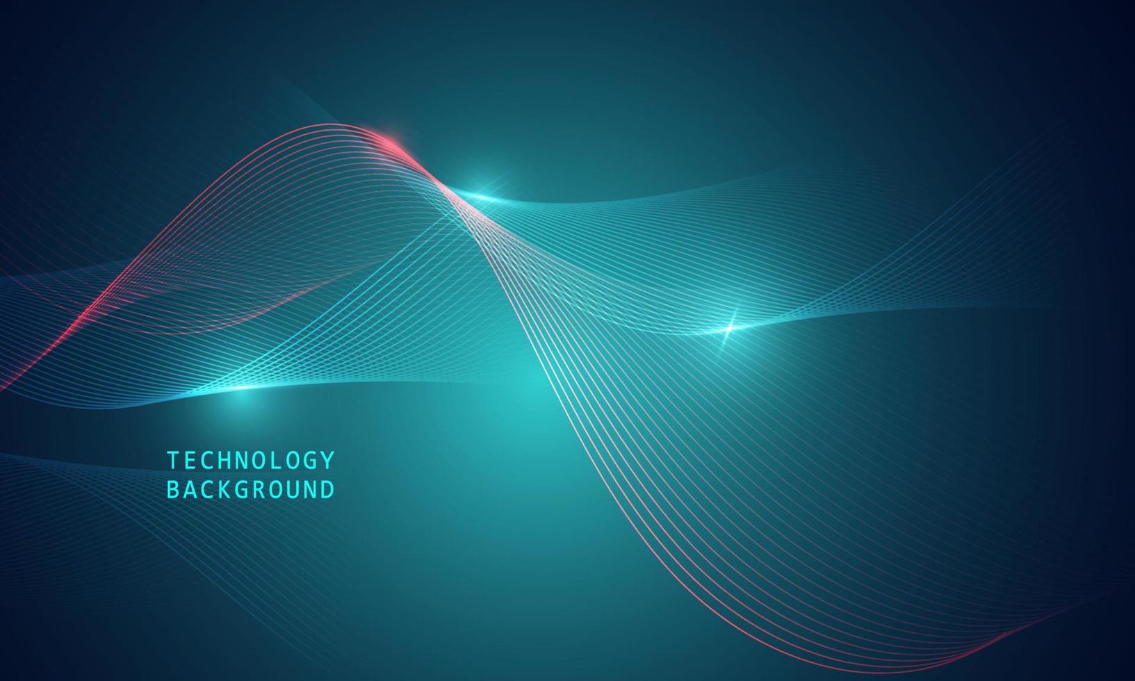 abstract wave technology background with blue light smooth and flow. vector