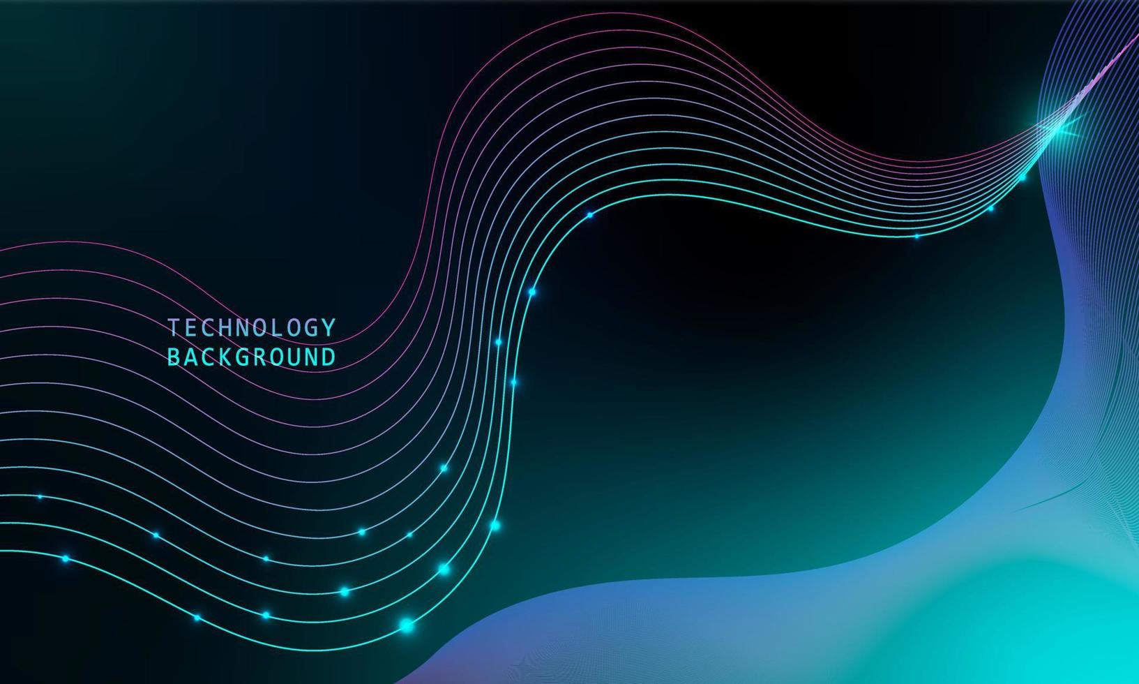 abstract wave technology background with blue light smooth and flow. vector
