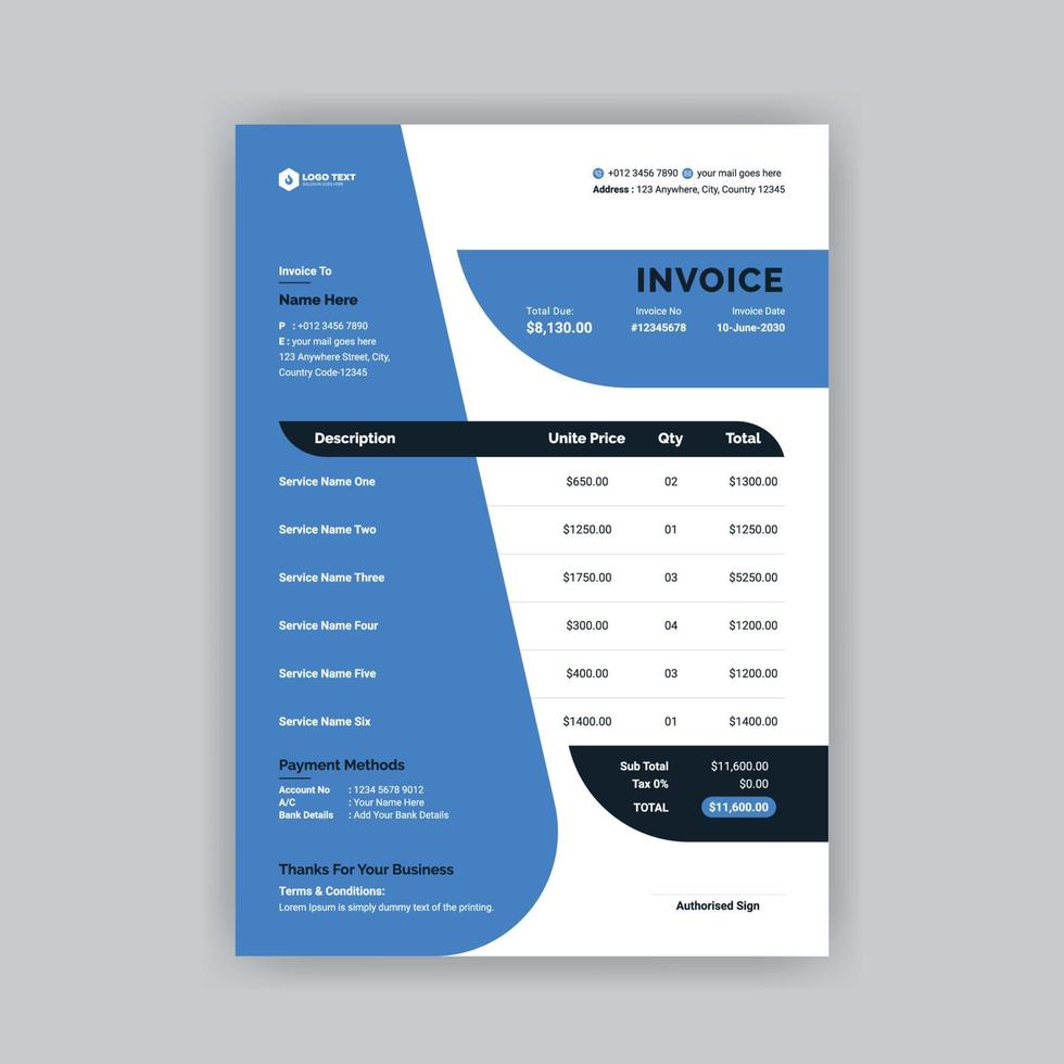 Modern Business Invoice template vector