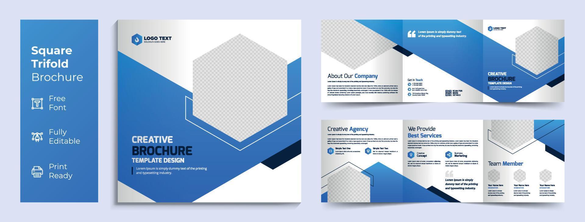 Creative business square trifold brochure template design vector