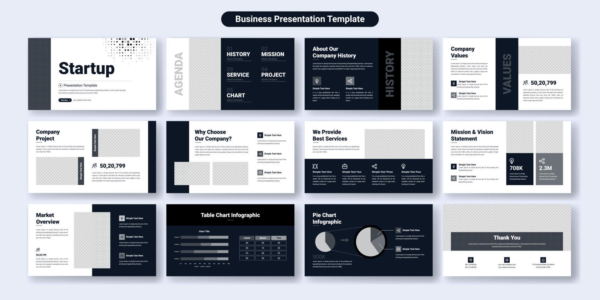 Creative business presentation slides template design. Use for modern presentation background, brochure design, website slider, landing page, annual report, company profile vector