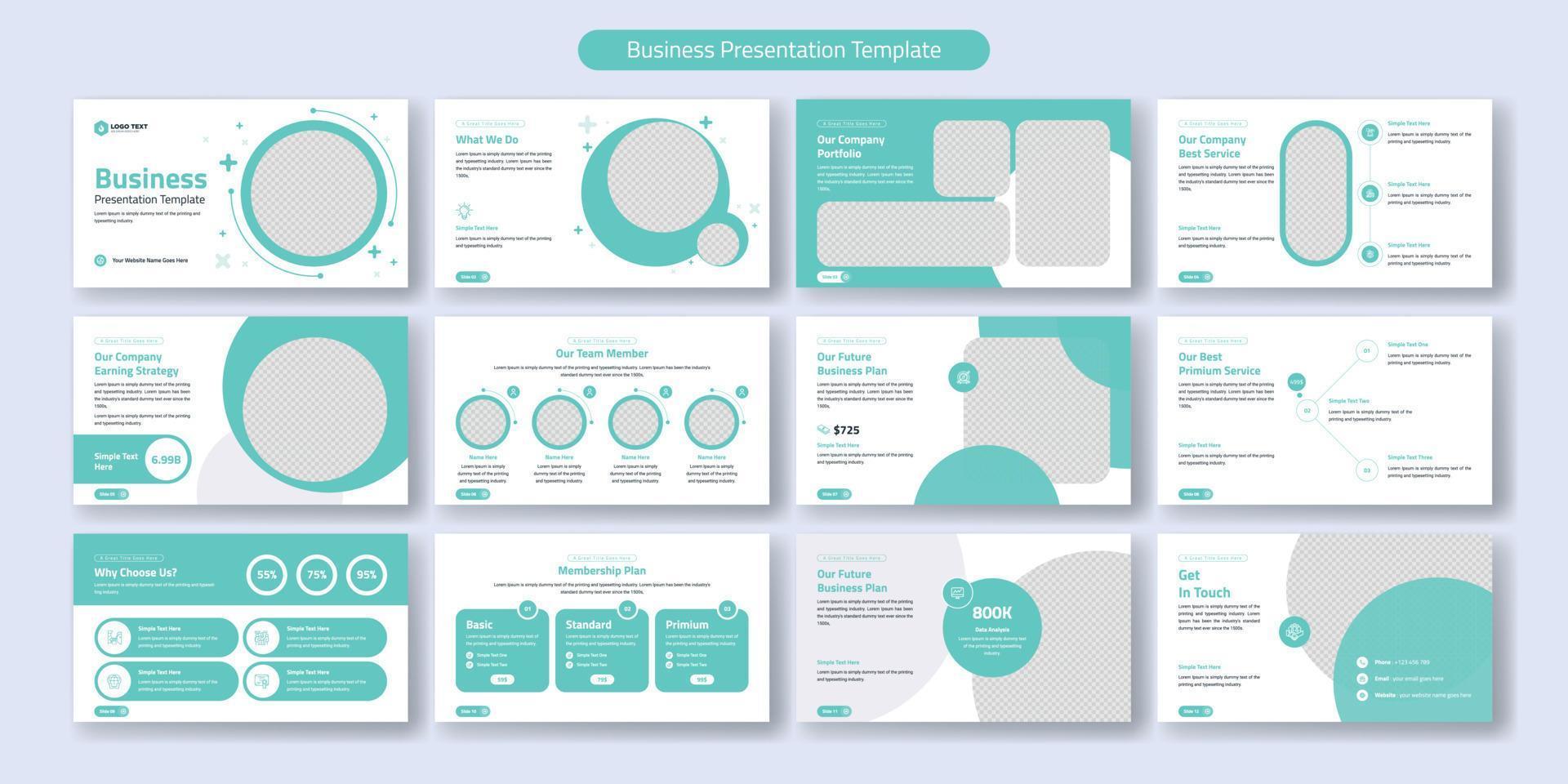 diseño de plantilla de diapositivas de presentación de negocios creativos. uso para antecedentes de presentación modernos, diseño de folletos, control deslizante de sitios web, página de inicio, informe anual, perfil de empresa vector