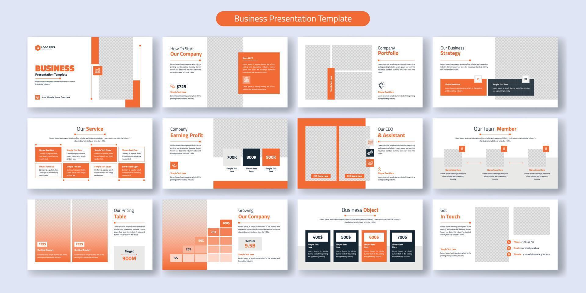Creative business presentation slides template design. Use for modern presentation background, brochure design, website slider, landing page, annual report, company profile vector