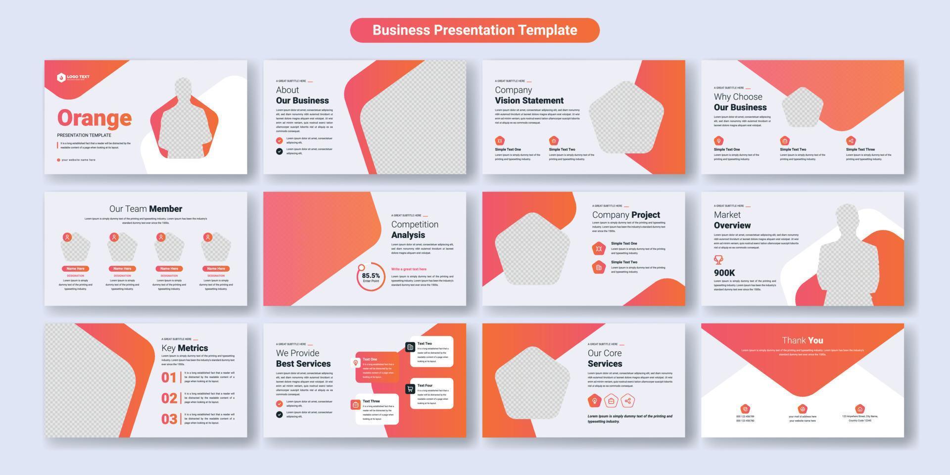 diseño de plantilla de diapositivas de presentación de negocios creativos. uso para antecedentes de presentación modernos, diseño de folletos, control deslizante de sitios web, página de inicio, informe anual, perfil de empresa vector