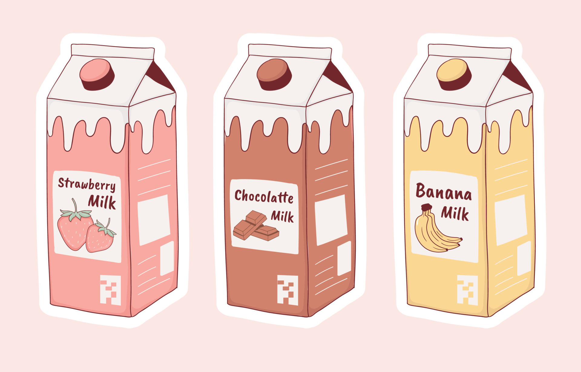 Colorful Hand drawn cute milk Stickers Collection 6792014 Vector ...