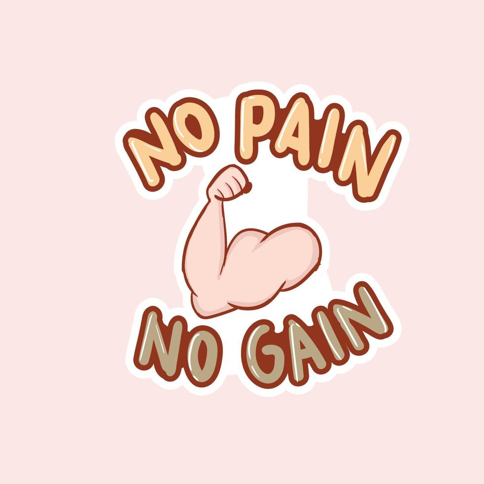 Colorful Hand drawn no pain no gain stickers vector