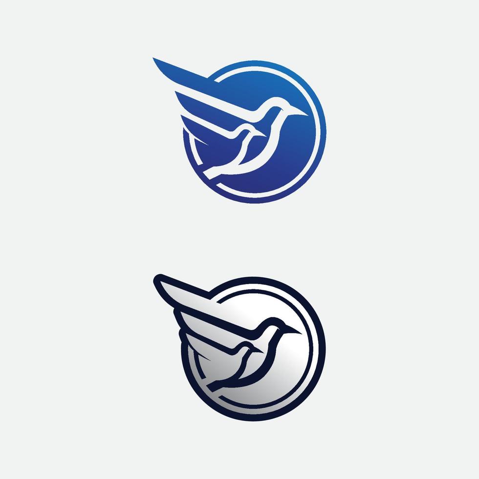 pájaros y golondrina diseño de logotipo de paloma y alas de animales vectoriales y pájaro volador vector