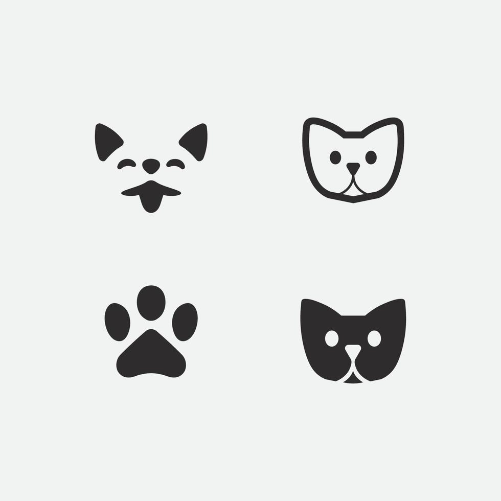 logotipo de gato y vector animal icono huella gatito calico logo perro símbolo dibujos animados carácter signo ilustración garabato diseño