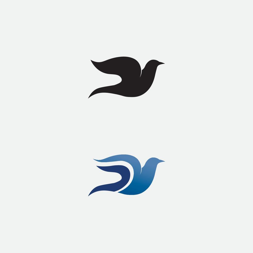 pájaros y golondrina diseño de logotipo de paloma y alas de animales vectoriales y pájaro volador vector