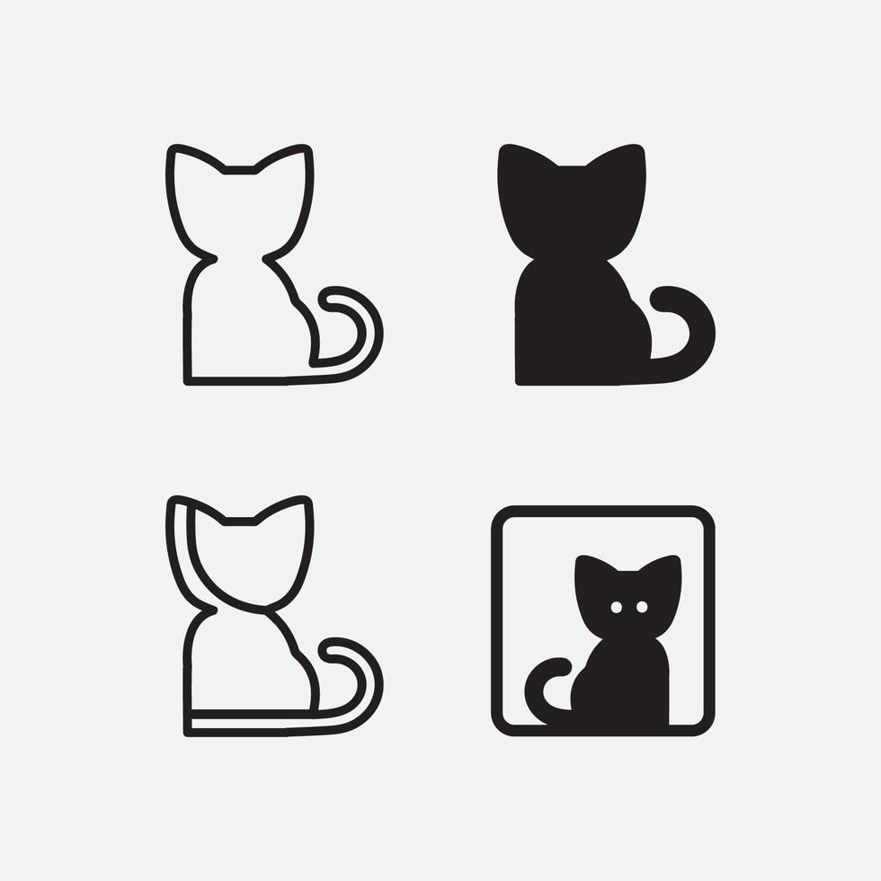 logotipo de gato y vector animal icono huella gatito calico logo perro símbolo dibujos animados carácter signo ilustración garabato diseño