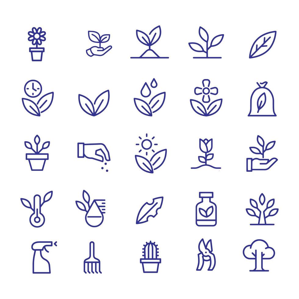 Gardening and plants icons vector design