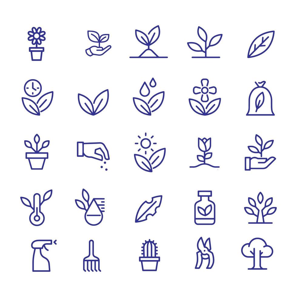 diseño de vectores de iconos de jardinería y plantas