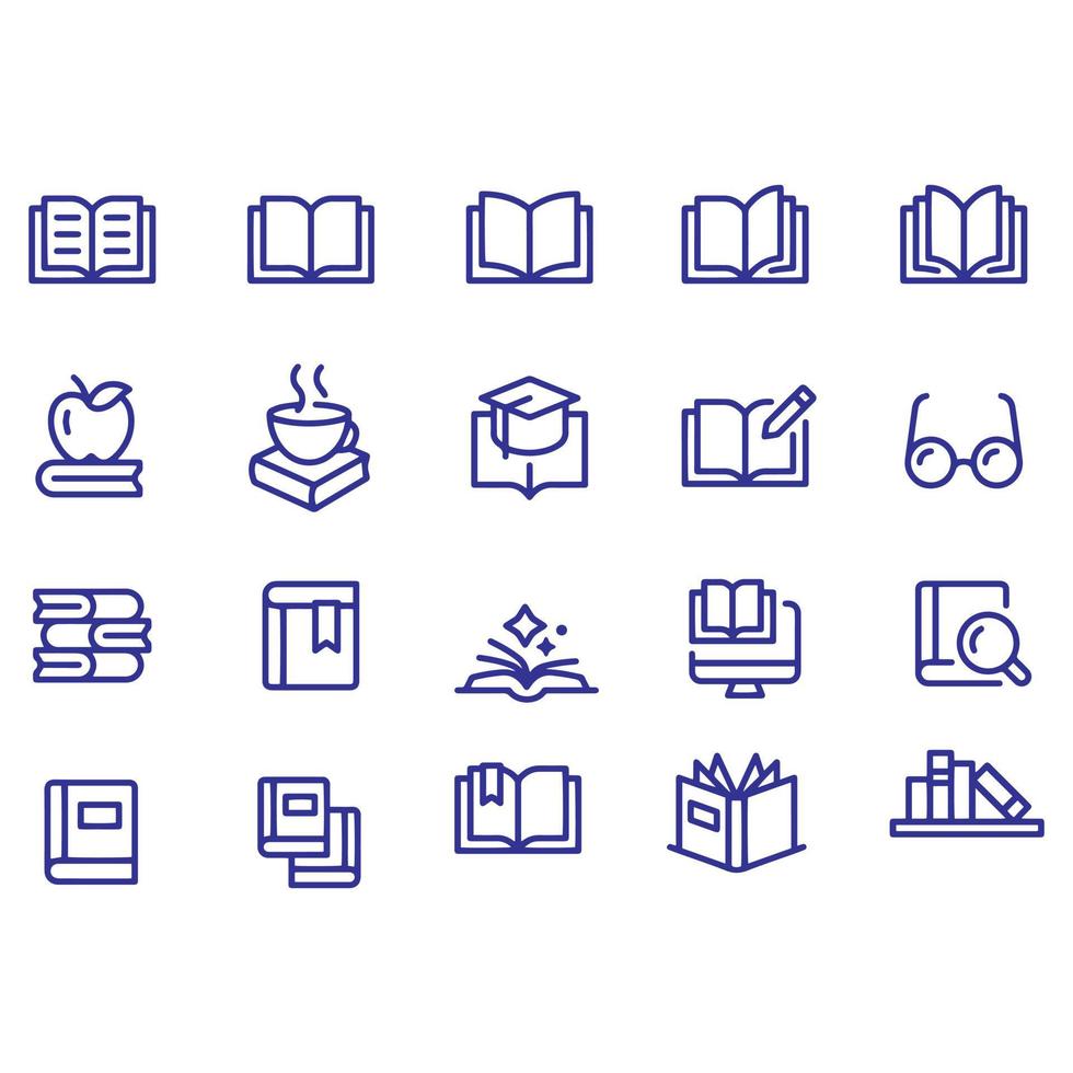 diseño de vectores de iconos de línea de libro