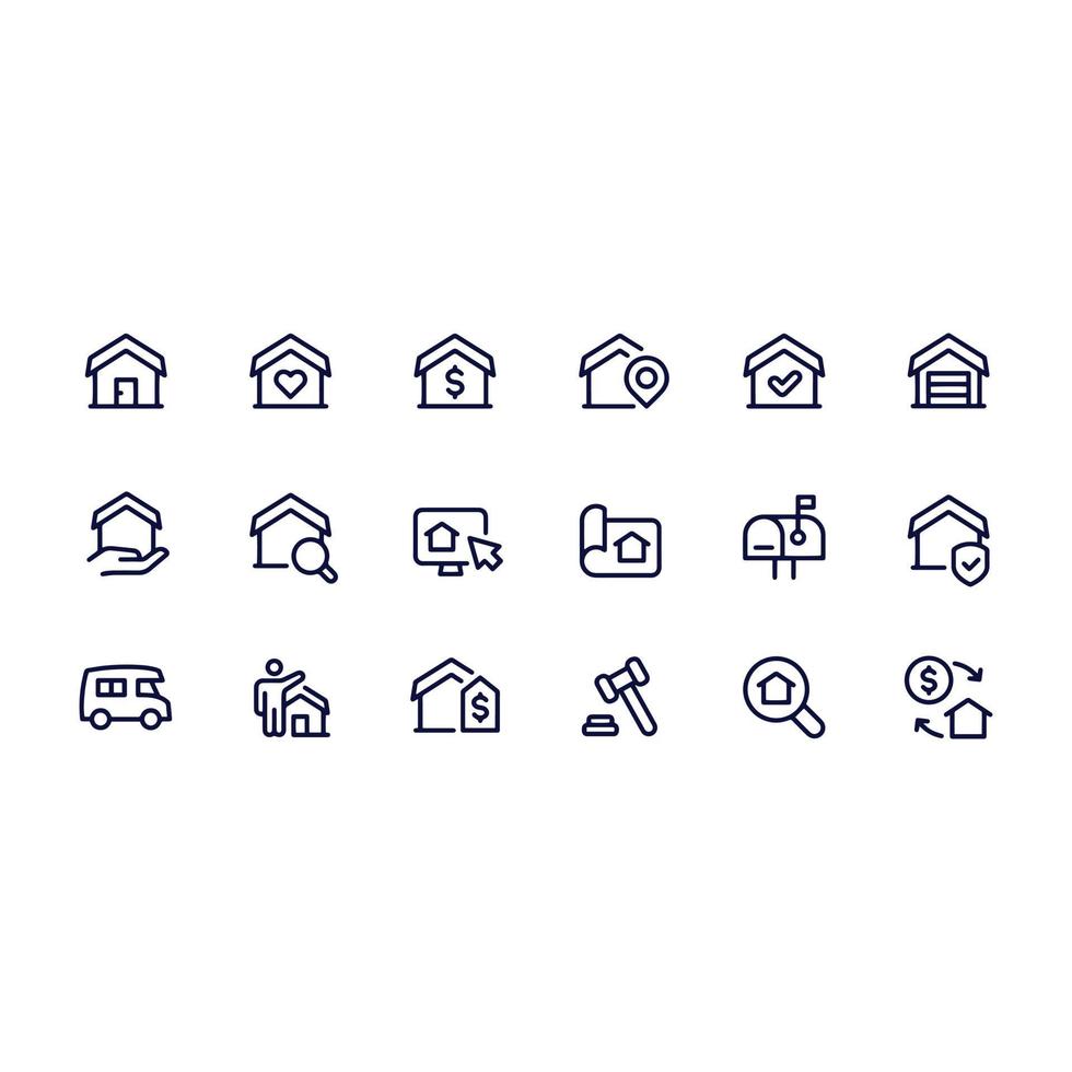 real estate line icons vector design