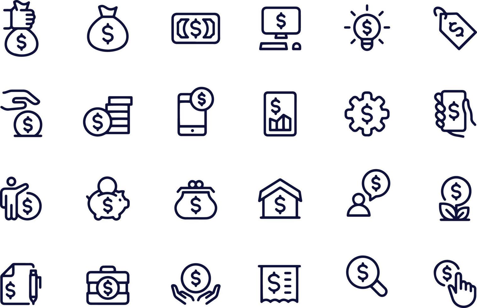 diseño vectorial de iconos de línea de signo de dólar vector