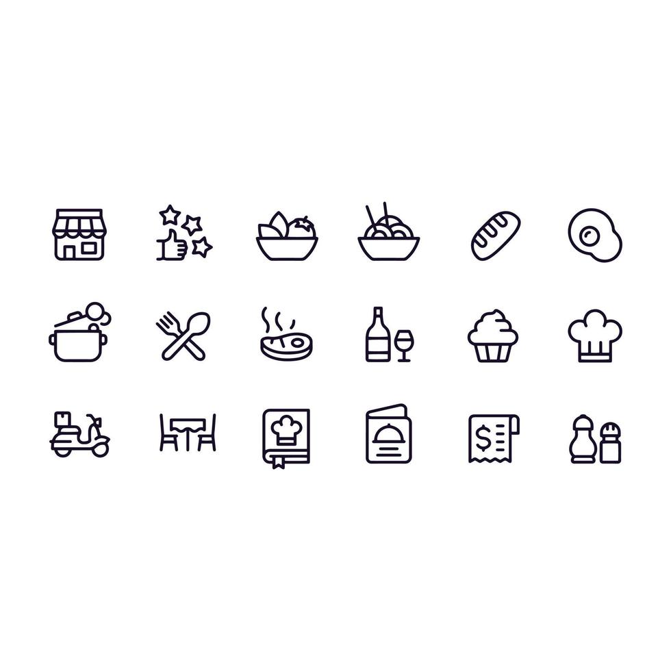 restaurant line icons vector design