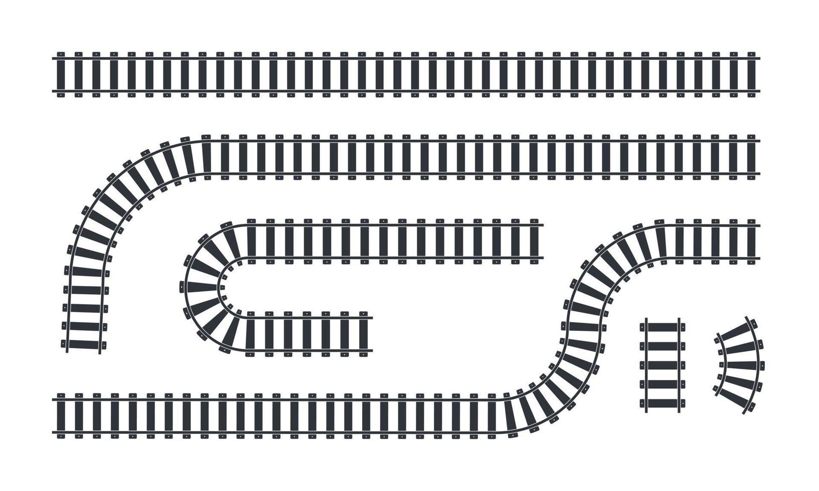 Train track elements. Rail road map. Path Destination Location Area Train track elements. Rail road map. Path Destination Location Area