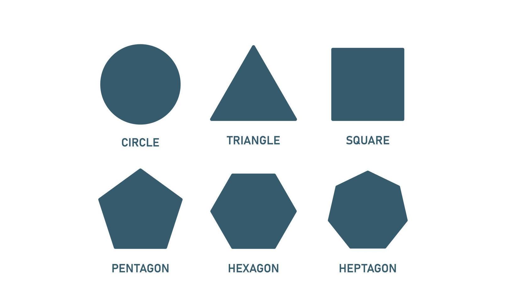 Math shapes, type of polygons. Basic elements. Vector