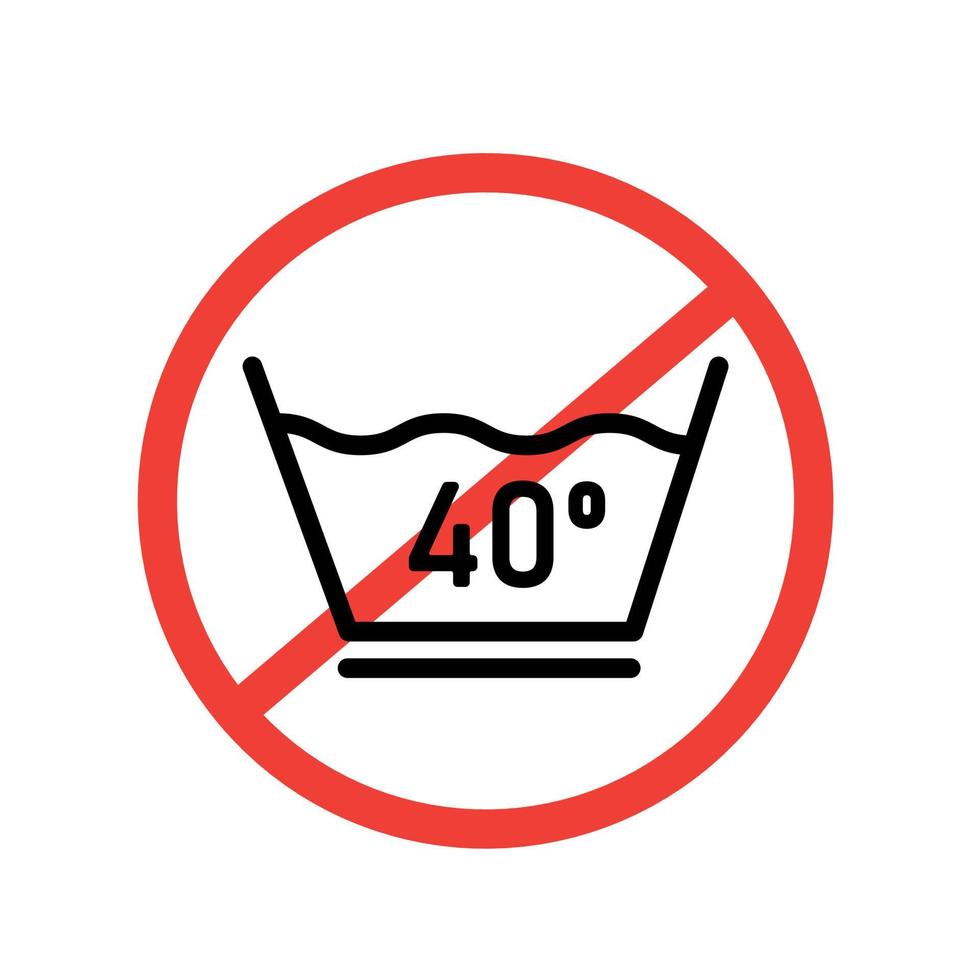 Temperature wash  line icon. No 40 degrees. Informational sign. Vector illustration