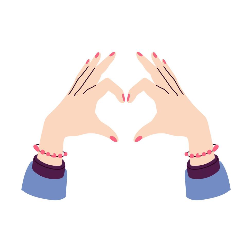 Girl hands making a heart shape sign vector