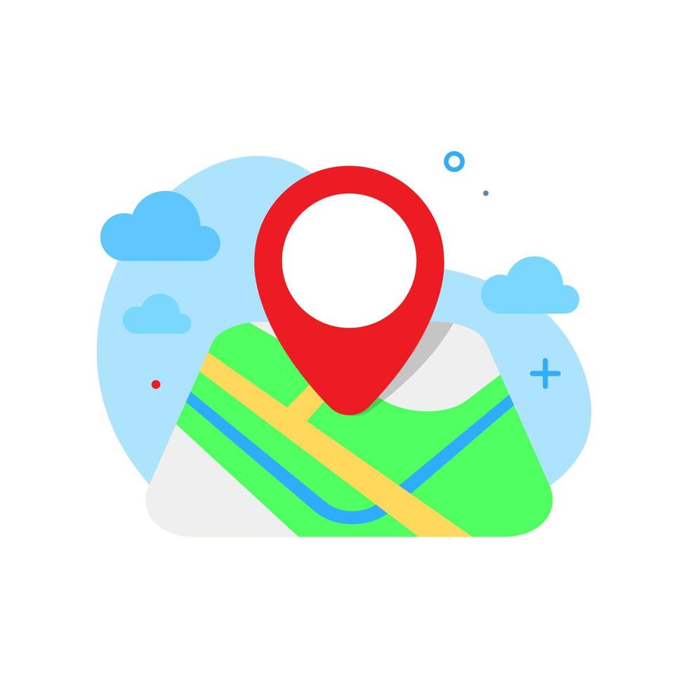 map and pin icon, location access permission concept illustration flat design vector eps10. modern graphic element for landing page, empty state ui, infographic