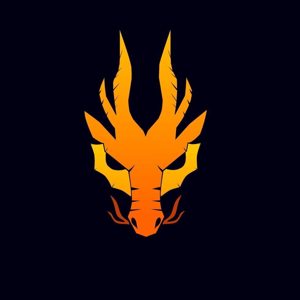 Template logo abstract head face flame dragon vector