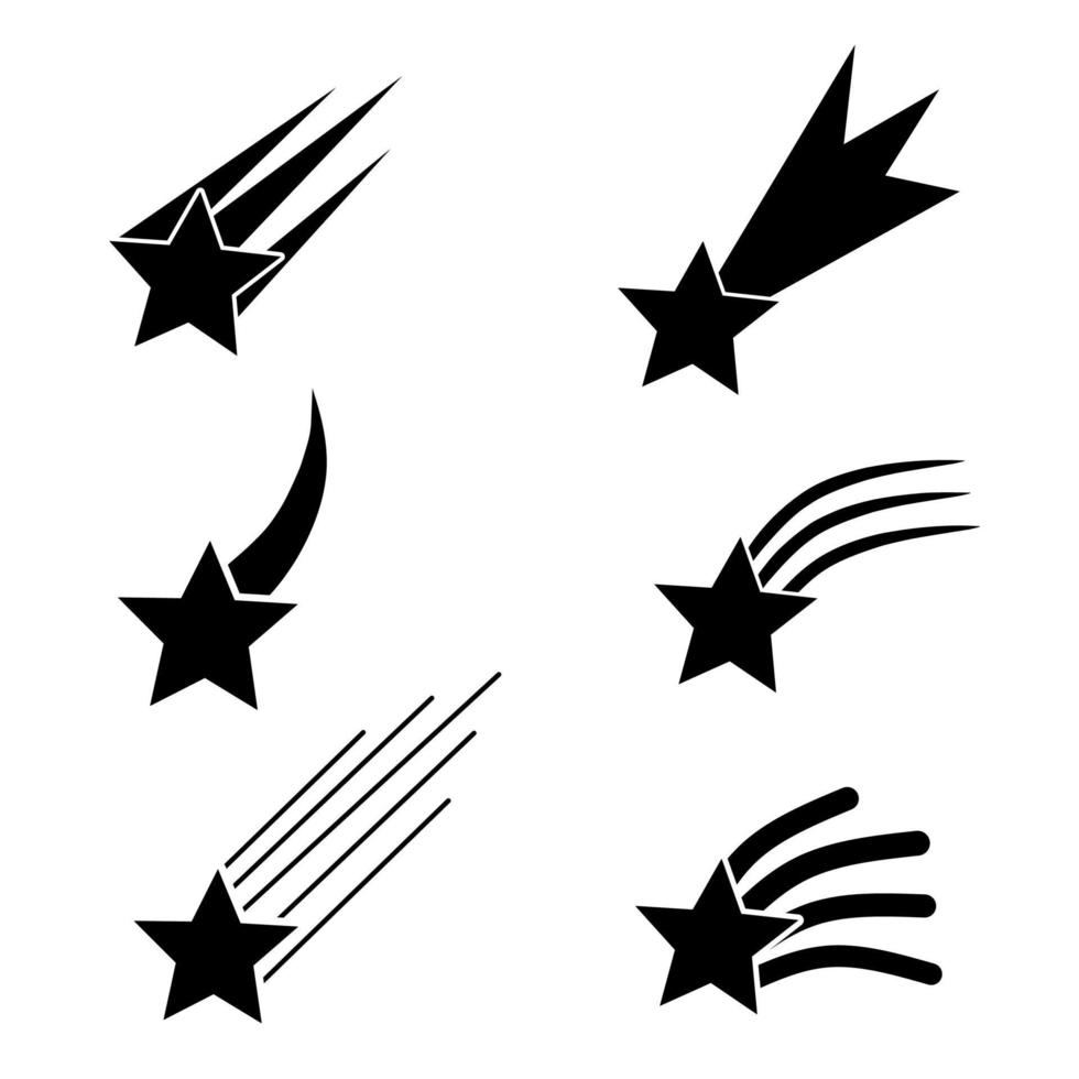 Set icon vector silhouette shooting star perfect for logo design