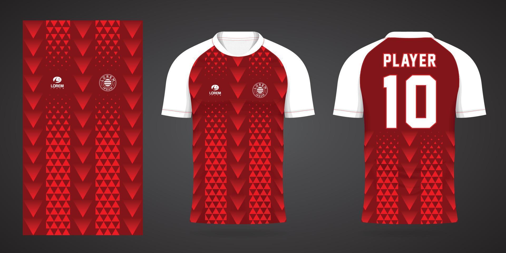 red sports shirt jersey design template vector