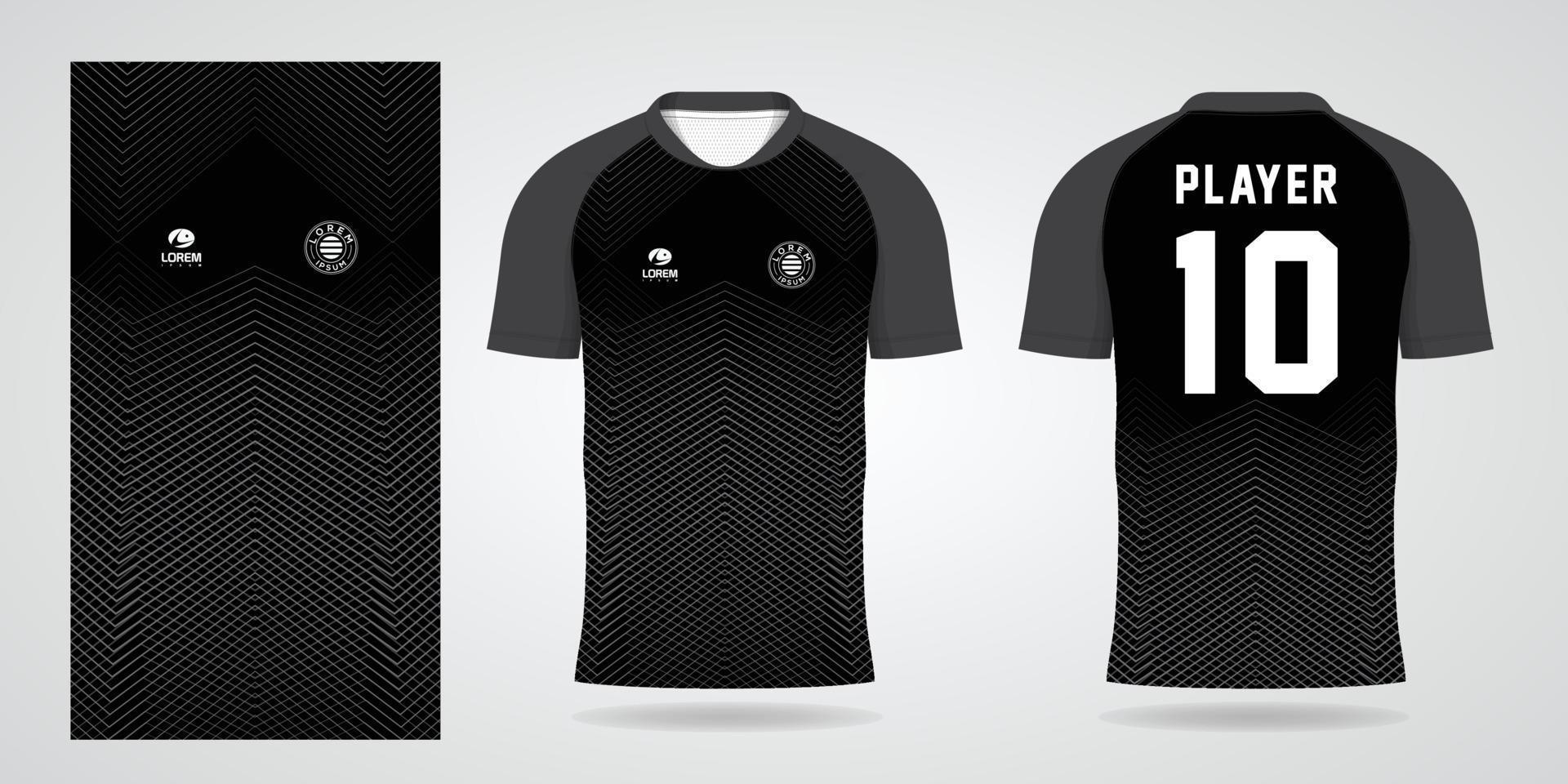 black sports shirt jersey design template vector