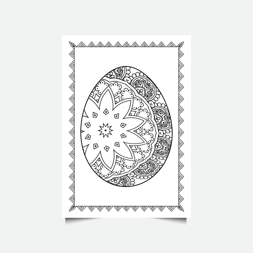 Floral Easter egg on white background. Coloring page for children and adult. Vector illustration.