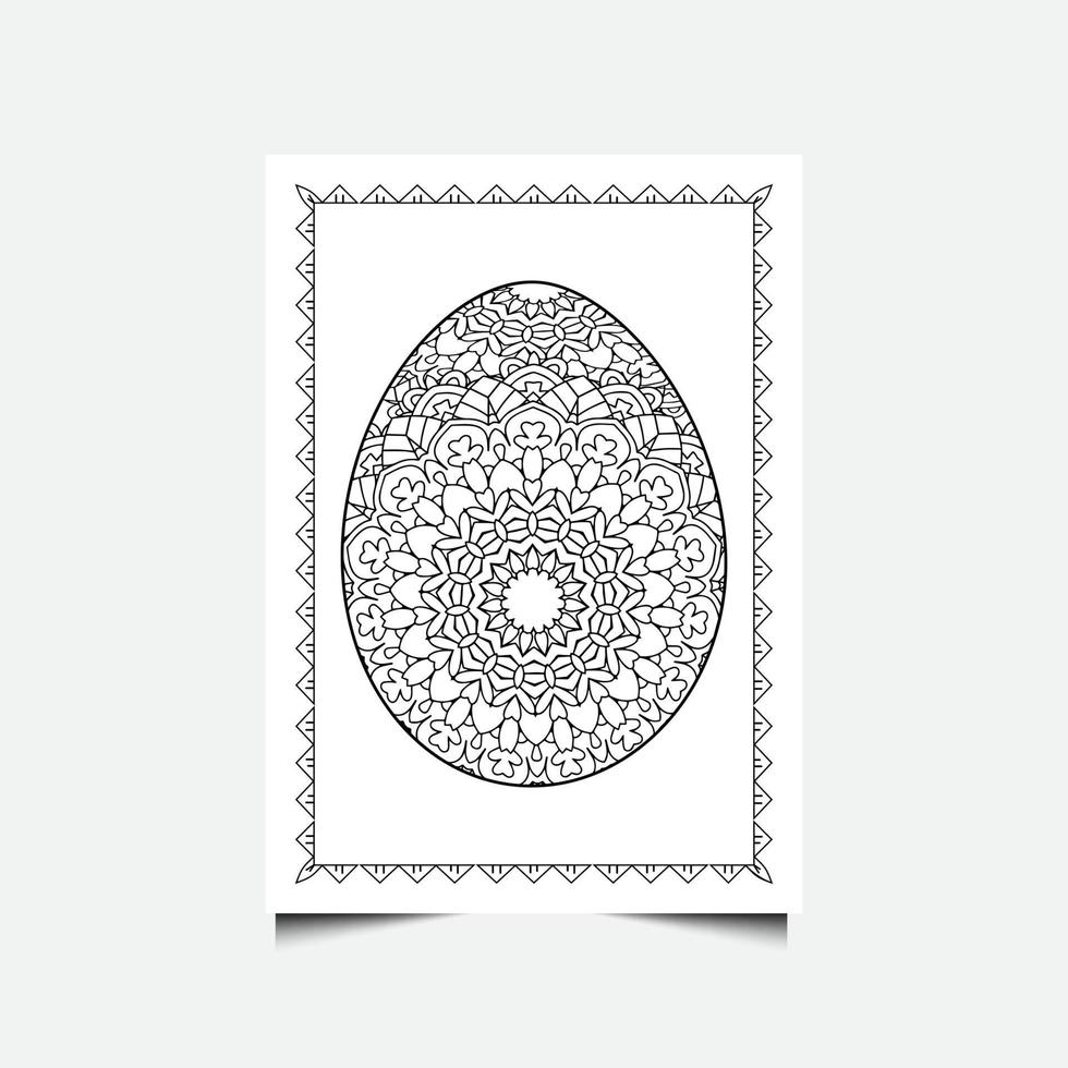 Floral Easter egg on white background. Coloring page for children and adult. Vector illustration.