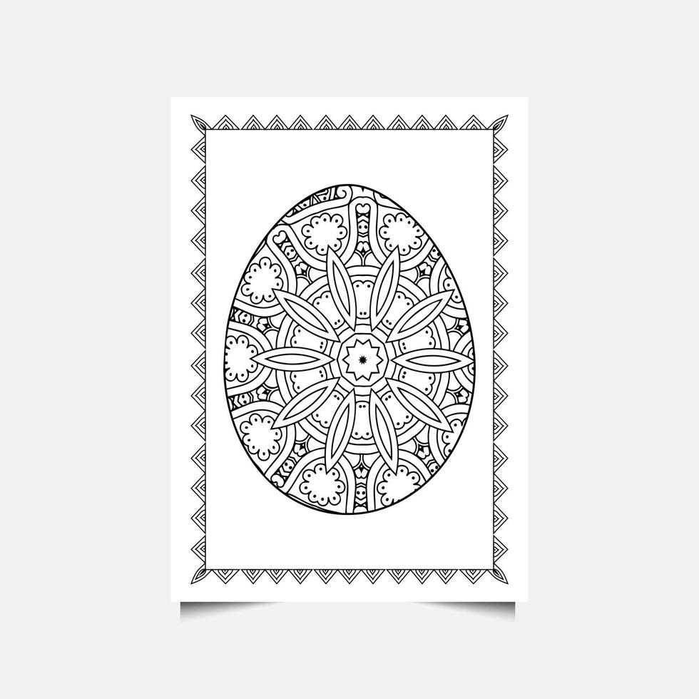 Floral Easter egg on white background. Coloring page for children and adult. Vector illustration.