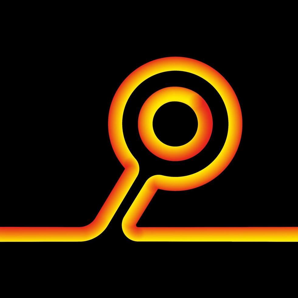 Magnifying glass continuous line. 3d vector neon icon. Cartoon minimal neon style. Unique simple linear tube.