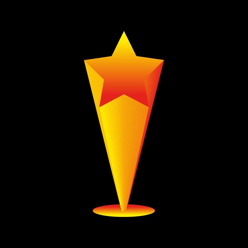 Star cup neon tube form. 3d vector icon. Cartoon minimal neon style. Unique simple linear tube.