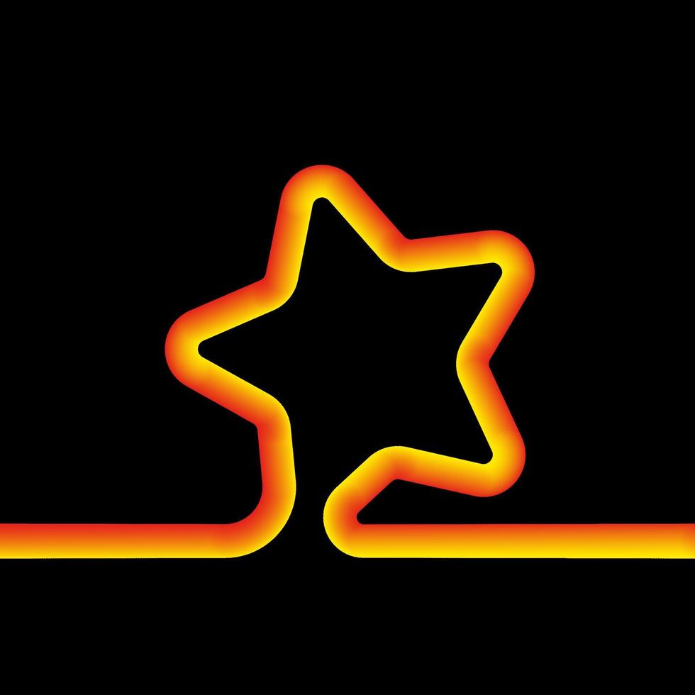 Star form continuous line. 3d vector neon icon. Cartoon minimal neon style. Unique simple linear tube.