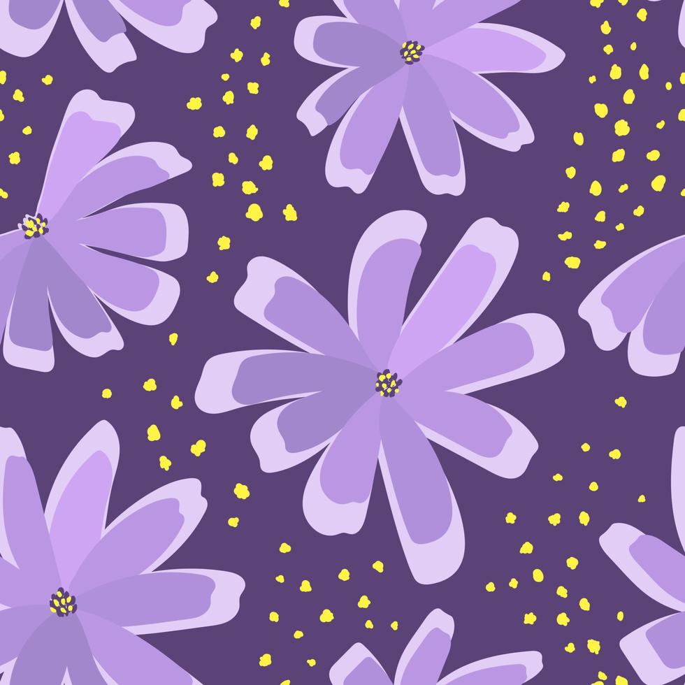 Seamless pattern with purple flowers vector