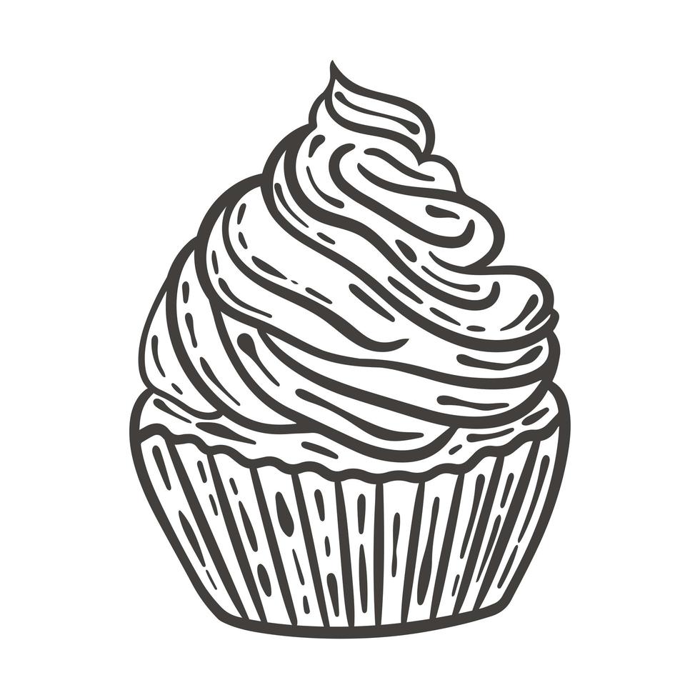 Cream cake doodle style vector isolated illustration