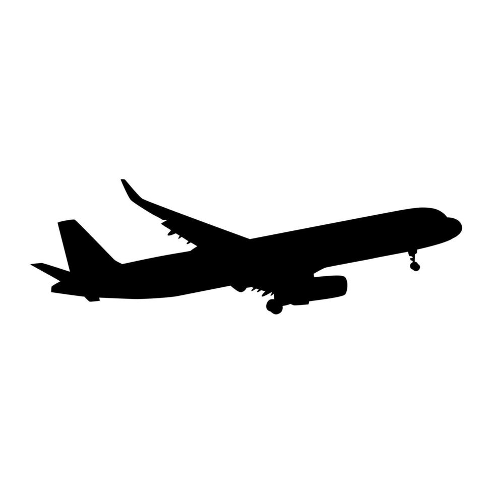 Taking off airplane silhouette isolated vector illustration