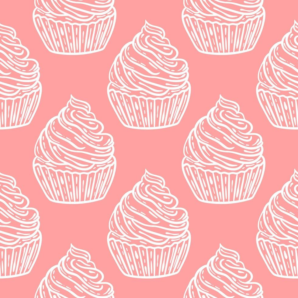 White cakes on pink background seamless pattern vector
