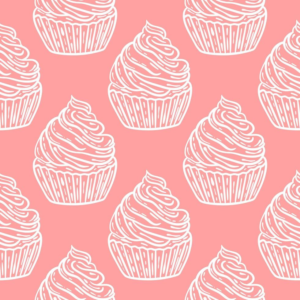 White cakes on pink background seamless pattern vector