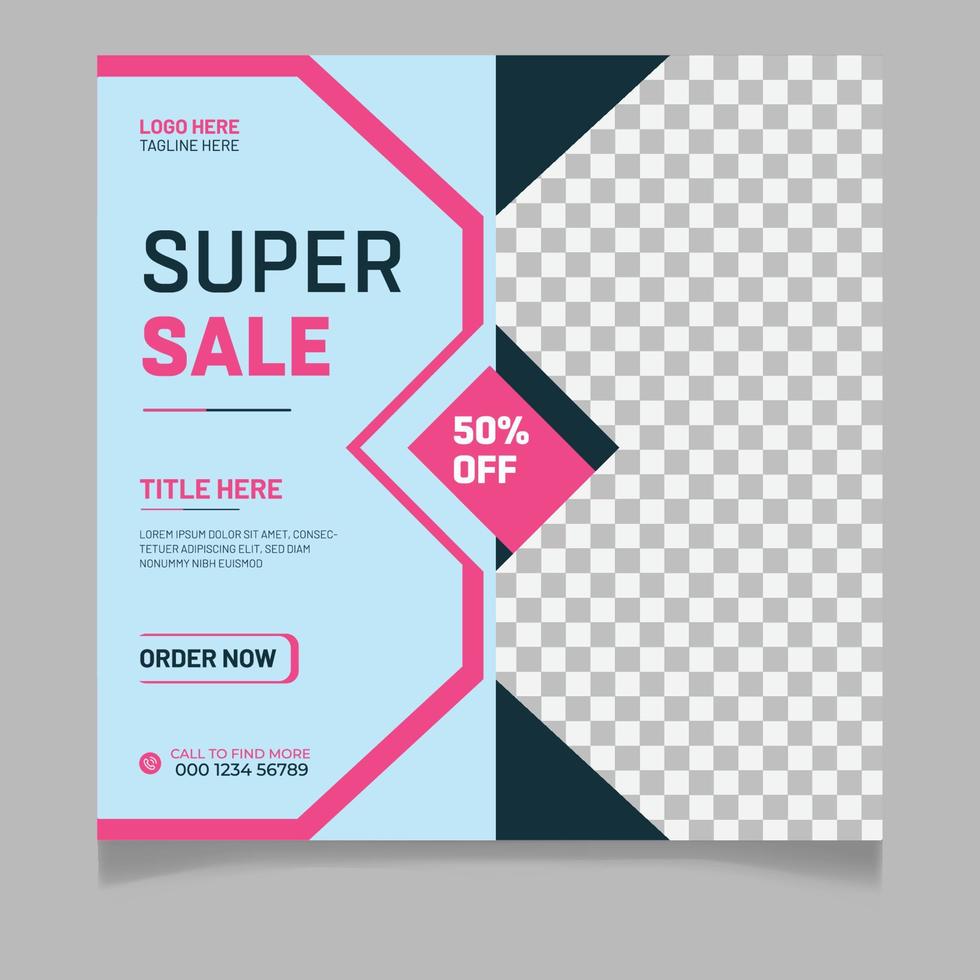 Super sale social media post template vector