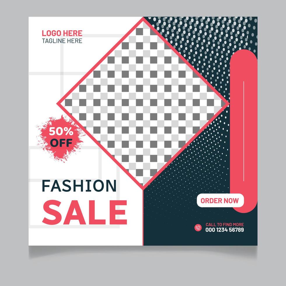 Fashion sale social media post template vector